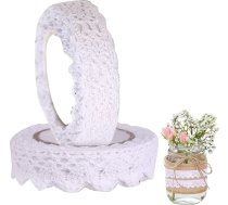 2 ruļļi mežģīņu lenta balta Vintage pašlīmējoša dekoratīvais Banderoles mežģīnes robežas dekoratīvā lenta Lace Trim Dtoffband kāzu 3 m x 15 mm Scrapbook amatniecības dāvanu