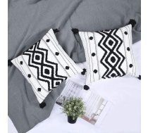 Chlophy spilvenu pārvalks 18x18 collu Boho melns balts 2 Pack Diamond Embroidery kokvilnas lina tufted Textured Geo Modern Dīvāns Dīvāns Dzīvojamā istaba Spilvens Cover