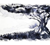 Wee Blue Coo Ink Abstract Tree Unframed Art Print Plakāts Sienas dekori 12 x 16 collu abstraktā koka sienas apdare