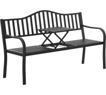 Lean Dārza soliņš Terase Dārzs Dārza parks Metāla atzveltne Galds melns 150 cm