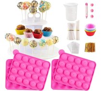 Kūka Pop Maker komplekts Silikona veidņu komplekti Dekorēšanas pildspalva ar 4 cauruļvadu uzgaļiem Cake Pop Maker komplekts ar veidnēm Silikona kūka Pop Maker komplekts ar veidnēm