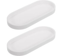 QUARKZMAN 2 vannas istabas tualetes galdiņa paplātes, 25 x 10 cm, ovālas silikona ziepju dozatoru paplātes, izturīgas pret sadursmēm, virtuves izlietnes organizators ziepēm, atslēgām, svecēm, rotaslietām, baltas krāsas