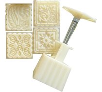 Kvadrātveida ziedu mēness kūkas veidnes MidAutumn Festival Maker Cookie Stamp Hand Pressure Bakings Tool Kvadrātveida ziedu mēness kūkas veidnes cepšanas veidnei Forma Hand Press Viegli tīrāms
