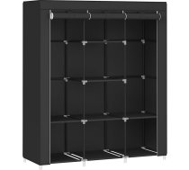 SONGMICS drēbju skapis mēteļu pakaramais ar neausta auduma vāku, piekaramie stieņi plaukti plaukti 45 x 130 x 168 cm, liela ietilpība guļamistabai, dzīvojamai istabai, tintes melns RYG096B01