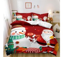 Gezu Ziemassvētku gultas veļas komplekts 135 x 200 cm Santa Claus Sniegavīrs Pattern Zēni un meitenes Ziemassvētku dāvana Mikrošķiedras sarkana sega 135 x 200 cm ar spilvendrānu 80 x 80 cm