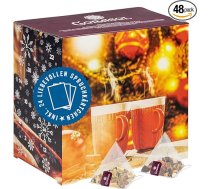 Corasol Premium tējas adventes kalendārs 2025 diviem (pāriem un pārīšiem) ar mīlošām apsveikuma kartītēm un 2 x 24 augļu tējas maisījumiem piramīdveida maisiņā (178 g)