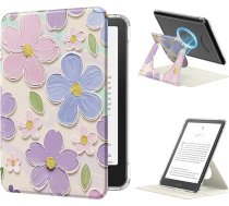 MoKo 360° rotējošs futrālis 7 collu eBook Reader 12. paaudzes 2024, caurspīdīgs aizmugurējais noņemams magnētiskais aizsargvāciņš ar automātisku modināšanu/miega režīmu, nav paredzēts TCL Remarkable Kobo, Oil Painting Flower