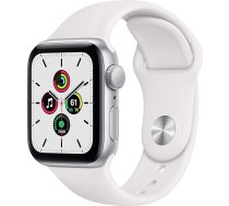 Apple Watch SE 2020 (GPS, 40 mm) Alumīnija korpuss sudraba krāsā ar baltu sporta siksniņu (Atjaunots)