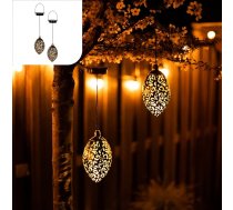 Gadgy Oriental Garden Lantern | 2 karājas lampas komplekts | Metāla āra saules dārza apgaismojums | IP44 ūdensizturīgs | 20 x 10 cm