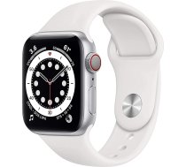 Apple Watch Series 6 (GPS + mobilais, 40 mm) Alumīnija korpuss sudraba krāsā ar baltu sporta siksniņu (Atjaunots)