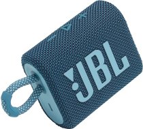 JBL Go 3: portatīvais skaļrunis ar Bluetooth, iebūvētu akumulatoru, ūdens un putekļu izturīgs, zils JBLGO3BLUAM
