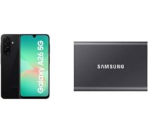 Samsung Galaxy A56 5G viedtālrunis 6GB RAM 128GB atmiņa + Samsung Portable SSD T7 1TB