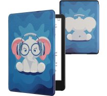kwmobile Flip Case saderīgs ar Amazon Kindle Paperwhite 11th Generation 2021 Case - eReader Case - Cute Elephant Light Blue Dark Blue Grey