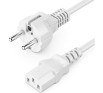 deleyCON 15 m IEC barošanas kabelis IEC barošanas kabelis IEC barošanas kabelis ar aizsargkontaktu F tipa kontaktdakšu (CEE 7/7) un IEC savienotāju C13 kontaktligzdai datora monitoram, printerim, projektoram - balts