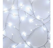 EMOS Cool White LED Nano Fairy Lights, 2,4 metri, klastera gaismas vads, sudraba krāsā, 6/18 h taimera funkcija, darbojas ar baterijām (3 x AA), gaismas ilgums 10 000 h, IP20, izmantošanai iekštelpās