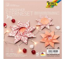 folia D. Meissner 471/1015 Zvaigžņu komplekts Joy, salokāmo zvaigžņu komplekts ar 36 lapām (80 g/m²), vienai lielai un 2 mazām zvaigznēm, ar instrukciju (angļu valodā nav garantijas), mūžīgai dekorēšanai