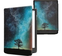 kwmobile Aizsargvāciņš Pocketbook InkPad 4 / Color 3 / Color 2 / Vivlio InkPad 4 / InkPad Color 3 korpusam - eReader Flip Case with Auto Sleep Function - Galaxy Tree Meadow with Blue Grey Black