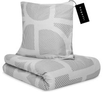 Bugatti Gultas veļa 155 x 220 cm - 100% kokvilna, Zip, mīksta un mazgājama, satīna gultasveļa, pelēks grafisks raksts
