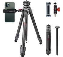 COMAN Zero F38 oglekļa šķiedras kameru statīvs ar 360° panorāmas lodveida galvu un F38 video statīvu visām DSRL kamerām, viegls statīvs ar 15,3-156,7 cm augstumu, centrālā kolonna, maksimālā slodze 18 kg