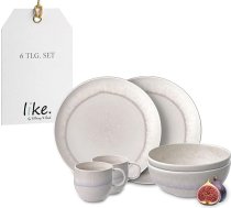like. by Villeroy & Boch Perlemor Sand Brokastu komplekts 6 gab. 2 personām, smilškrāsas krāsā, bēšs, trauku komplekts ar brokastu šķīvjiem, tasītēm un bļodiņām, trauku mazgājamā mašīnā un mikroviļņu krāsnī, porcelāns