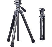 Fotopro Oglekļa šķiedras ceļojumu statīvs 1 kg Ultralight 154 cm Pārnēsājams kompakts ceļojumu video statīvs kamerai DSLR, maksimālā slodze 5 kg, X-Aircross 3 Lite Video Grey