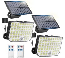 KagoLing Saules apgaismojums āra gaismām, 256 LED, 3 režīmi, saules gaisma āra gaismām ar kustības sensoru, IP65 ūdensizturība, 180° apgaismojuma leņķis, saules sienas gaisma, āra gaisma ar 5 m kabeli dārzam, pagalmam, garāžai, 2 gab. iepa