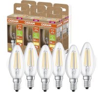 OSRAM Superstar+ Classic B FIL 40 LED spuldze, E14, mini sveces formas, 2,9 W, 470 lm, 2700 K, silti balta gaisma, regulējama, LED kvēldiega tehnoloģija, ļoti energoefekta, C energoefektivitātes klase, 6 gab. iepakojumā