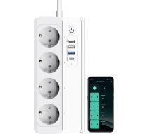 UseeLink WiFi viedā strāvas padeves pārsprieguma aizsardzība C tipa 20W uzlādes pieslēgvieta 3 USB-A 220V 16A 3500W vienreizējs slēdzis Nav nepieciešams centrmezgls Saderīgs ar Alexa Google Assistant