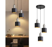 Piekaramais gaismeklis Ēdamgalds Piekaramais gaismeklis melns - ēdamistabas lampa Vintage piekaramais gaismeklis 3 spuldzes E27 Retro virtuves lampa Piekaramais gaismeklis Zelta virtuves sala Regulējams augstums Industriālā lampa bez spuldzes
