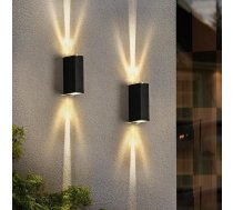 LED āra sienas gaisma, LED sienas gaisma 6 W, āra apgaismojums Ūdensizturīga IP65 sienas lampa āra siltā baltā krāsā 3000 K uz augšu uz leju, mazs alumīnijs iekštelpu sienai, gaitenim, patio, melns 2