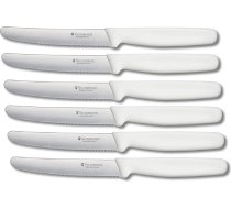 Victorinox, 5.0837 tomātu un galda nažu komplekts, 6 gab., īpaši asa asmens, zobaina mala, izturīgs plastmasas rokturis, balts, ražots Šveicē, piemērots mazgāšanai trauku mazgājamā mašīnā