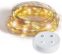 GuirLED – Mini LED virtenes ar USB pieslēgumu – bezvadu tālvadības pults – 2 stundu taimeris – 4 spilgtuma līmeņi – iekļauts 2A USB barošanas bloks – 200 LED diodes, 20 metri – sudraba pavediens