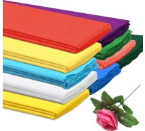 Kreppapīra ruļļi, 10 krāsas, 30 gab., 50 x 100 cm, varavīksnes krāsas kreppapīrs, ziedu izgatavošanai, dāvanu iesaiņošanai, ziedu kompozīcijām, viegli veidojams, augsta elastība