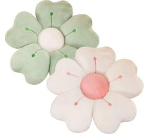 Ziedu spilvens, jauks spilvens, 35 cm, ziedu spilvens, grīdas spilvens, margrietiņas grīdas spilvens, estētisks spilvens, jauki spilveni, mājas dekori, guļamistabas dekori (balts + zaļš) 2