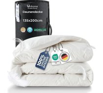 UNIKOME pūku sega 135 x 200 cm, ziemas pūku sega ar 1500 g pūku un spalvu pildījumu, 100 % kokvilna, ražota Vācijā, sertificēta atbilstoši Oeko-Tex, Downpass un Nomite standartiem, mazgājama
