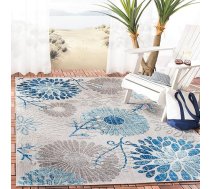 Safavieh „Botanical“ paklājs – mazgājams veļas mašīnā un neslīdošs – lietošanai telpās un ārā – „Cabana“ kolekcija, īss plūksnu garums, pelēks un zils, 200 x 300 cm
