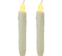 CVHOMEDECO. Ar rokām iemērktas, ar baterijām darbināmas LED sveces ar taimeri, koniskas formas, lauku mājas stilā, dekoratīvas bezliesmu gaismas, 6,5 collas, ziloņkaula krāsā, 2 gab. iepakojumā