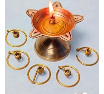 Esplanade misiņa sveces turētājs „Diya“ – 6 gab. komplekts „Niranjan Kadi“ Deepak un eļļas lampām, tradicionāls „Thiri“ statīvs „Diya“ svecēm, 2,6 cm, pūjas piederums