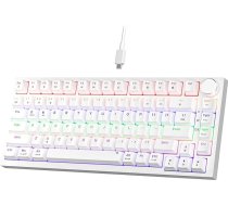 NEWMEN GM326 mehāniskā tastatūra ar kabeli, spēļu tastatūra 75 procenti, TKL Hot Swap Compact LED Lighting, USB C mini mehāniskā tastatūra ar pogu, PC/Win/Mac, QWERTY izkārtojums, balta, sarkana