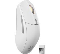 SteelSeries Rival 3 bezvadu 2. paaudzes spēļu pele - 2,4 GHz un Bluetooth - 18 000 DPI TrueMove Air optiskais sensors - 60 miljoni garantētu klikšķu - īpaši viegla - PTFE slīdošās kājas - balta