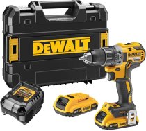 DeWalt akumulatora urbjmašīna / akumulatora skrūvgriezis (18 V, 2,0 Ah, bez sukas, ar divu ātrumu metāla pārnesumu, 15 griezes momenta līmeņiem, ieskaitot divas XR baterijas, sistēmas ātro lādētāju un Tstak kārbu) DCD791D2