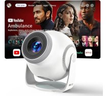 Mini projektors, projektors, mini projektors 1080P Full HD, 480 ANSI lūmeni, Android 14 sistēma, 8K dekodēšana, WiFi 6 Bluetooth 5.4, automātiskā trapeces korekcija, 180° rotācija, 4K mājas kinozāles projektors