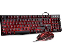 Rii spēļu tastatūras un peles komplekts, 3 LED fona apgaismojums, ideāli piemērots spēlēm un birojam, saderīgs ar datoru (vācu izkārtojums, melns)