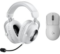 Logitech G PRO X SUPERLIGHT 2 LIGHTSPEED bezvadu spēļu pele, USB-C uzlāde, PC & Mac + PRO X 2 LIGHTSPEED bezvadu spēļu austiņas, Graphene Speaker 50 mm, priekš PC, PS5, balta