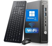 HP ProDesk 600 G2 Mini PC galddators, Intel Core i3-6100 3,7 GHz, 8 GB RAM, 256 GB SSD, VGA, ASV QWERTY tastatūra, pele, USB WiFi, Windows 11 Pro (atjaunots)