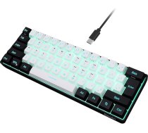 Snpurdiri 60% vadu spēļu tastatūra, mehāniskā maza mini tastatūra, portatīva, kompakta RGB tastatūra datoram, Mac, birojam, spēlēm (61 taustiņš, melnā un baltā krāsā)