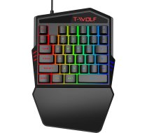 ELLENNE - Spēļu tastatūra ar apgaismojumu vienai rokai ar 35 taustiņiem RGB LED Mehānika Planšetdators Windows viedtālrunis