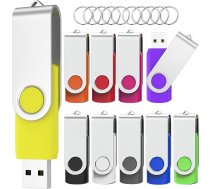 USB 2.0 atmiņas kartes USB 2.0 atmiņas karte Swivel datu glabāšanai Metāla atmiņas kartes Flash Drive USB atmiņas kartes 10 gab. (10 krāsas)