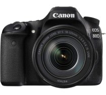Canon EOS 80D SLR digitālā kamera (24,2 megapikseļi, 7,7 cm (3,0 collas) displejs, Full HD, NFC un Wi-Fi), melns