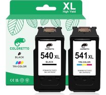 COLORETTO 540 XL 541 XL tintes kasetne priekš Canon 540 541 priekš Pixma TS5150 TS5151 MG3150 MG3500 MG3600 MG3650 MG3650 MX475 MX375 MX535 atjaunota tintes kasetne (1 melna 1 krāsaina)